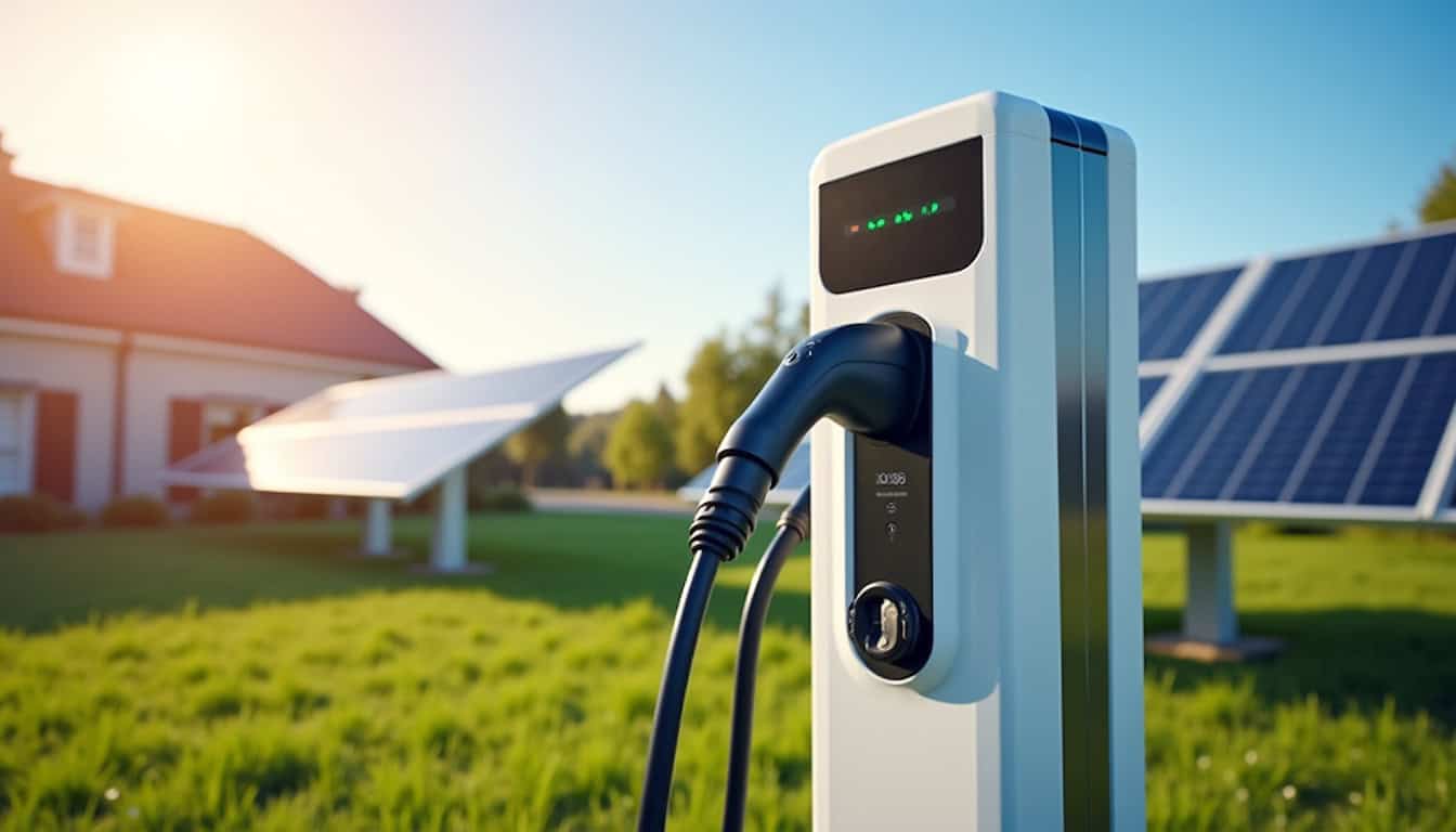 Installation associant panneaux solaires et borne de recharge à Saint-Jory