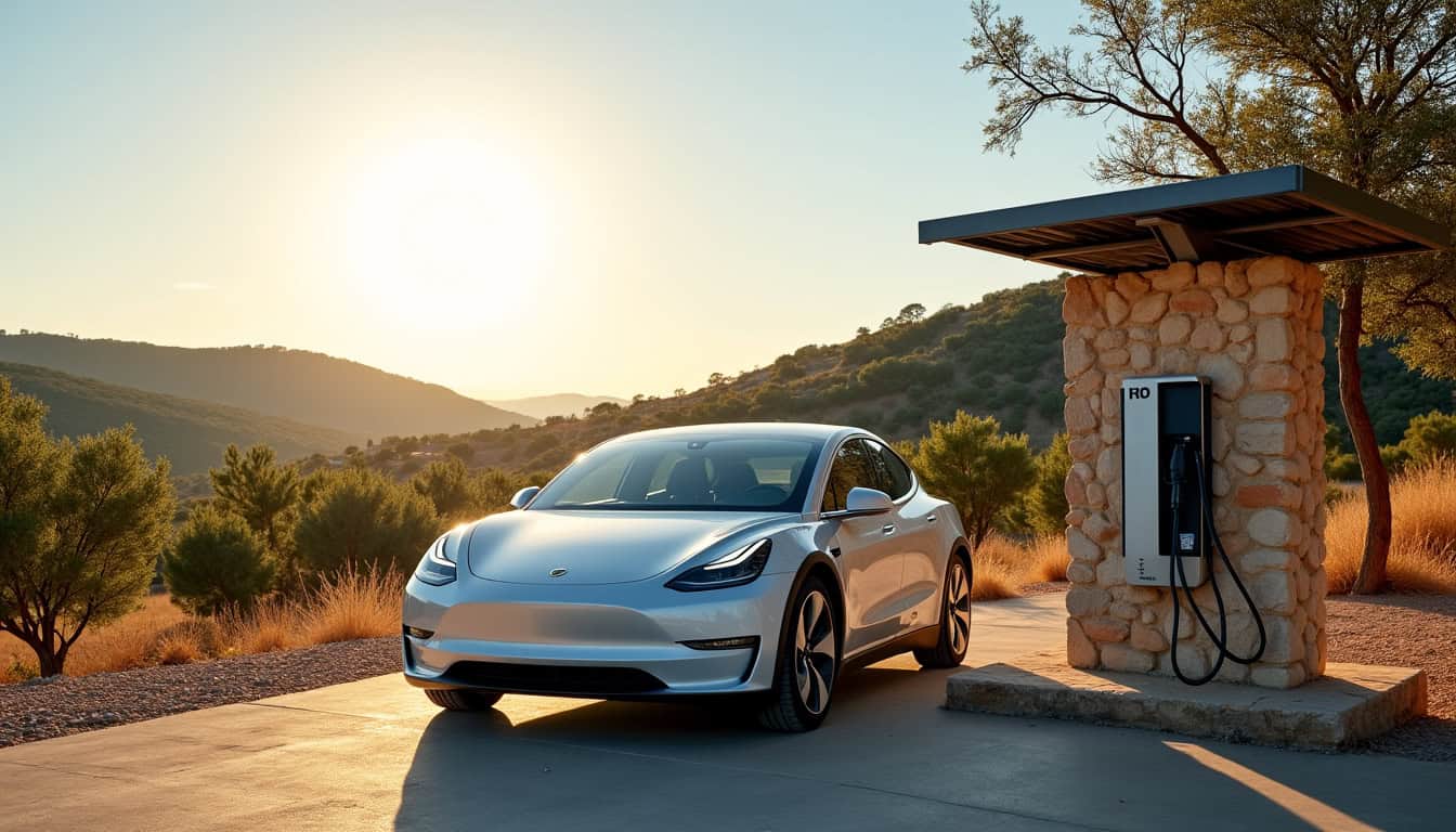 Installation combinée de panneaux solaires et borne de recharge à Mérindol