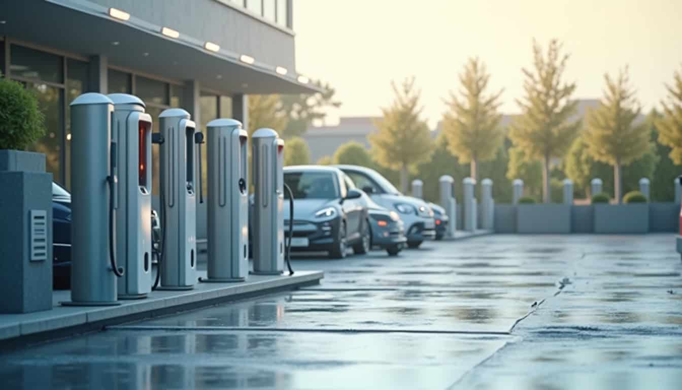 Installation de plusieurs bornes électriques dans un parking d