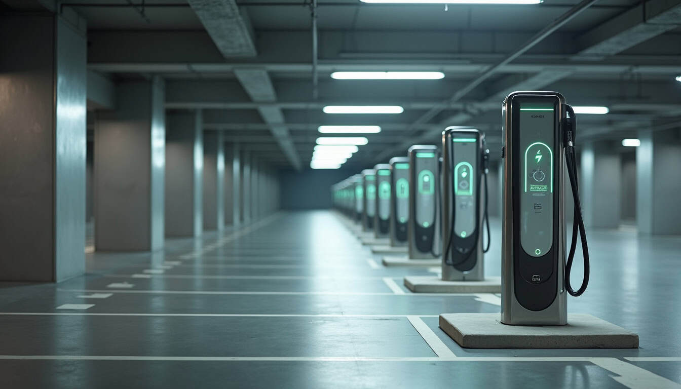 Installation de plusieurs bornes électriques dans un parking d