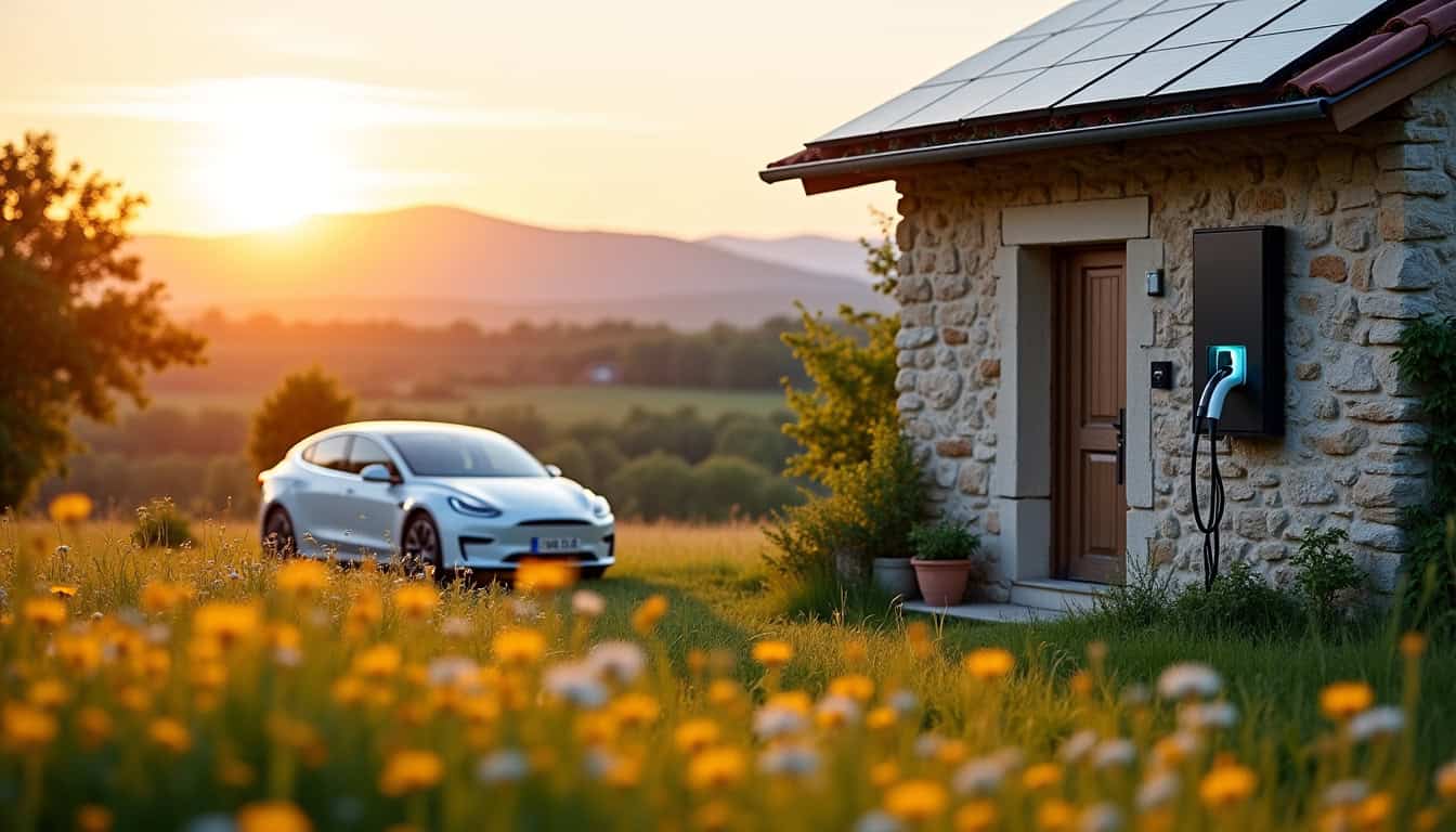 Installation d’une borne de recharge électrique reliée à des panneaux photovoltaïques à Nalliers