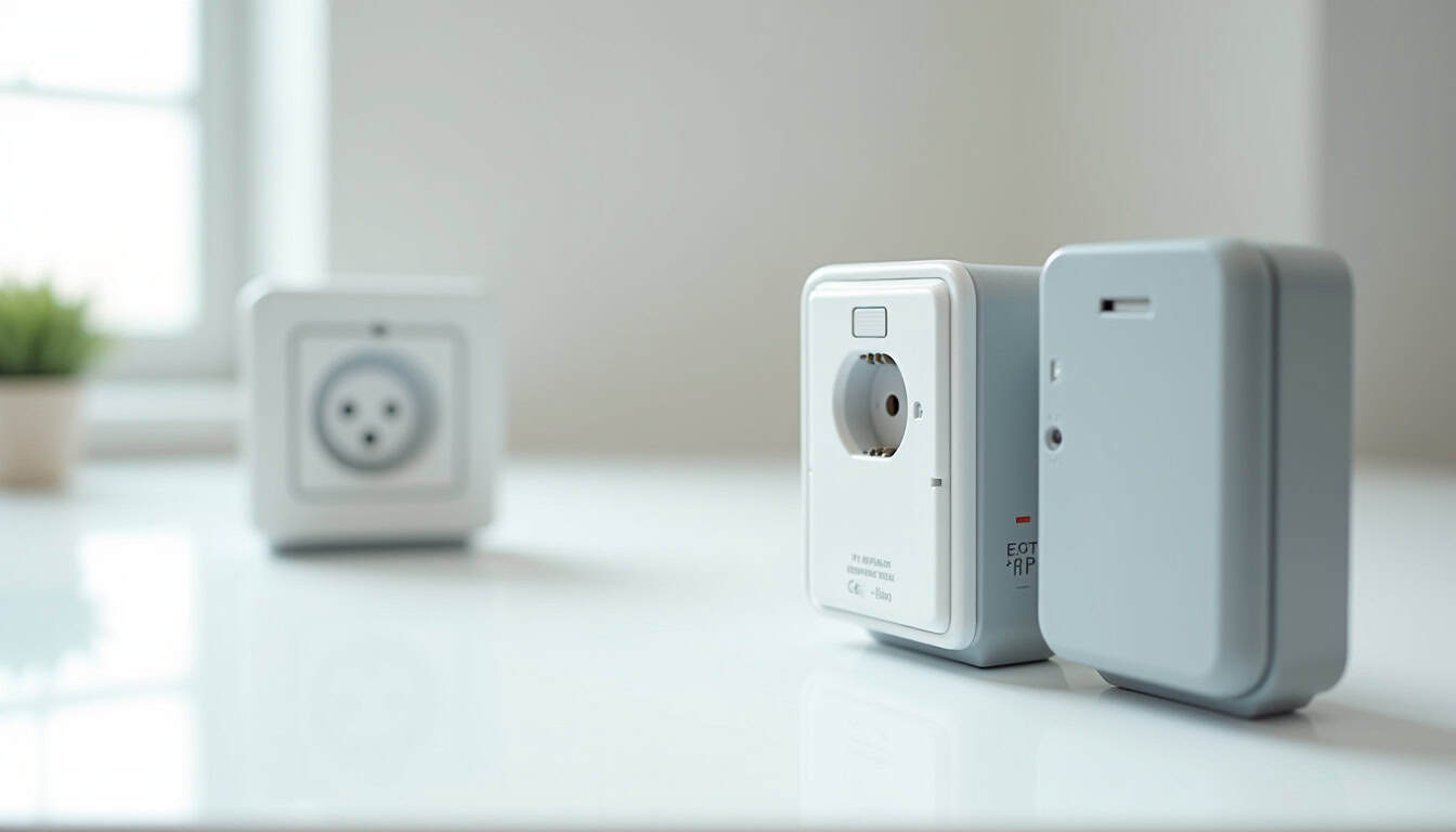 Comparaison visuelle des différents types de bornes de recharge: prise renforcée, wallbox monophasée, wallbox triphasée