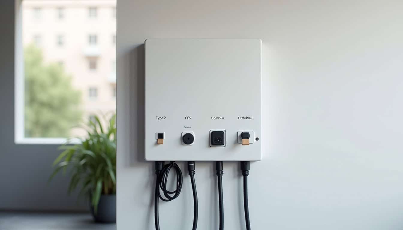 Comparaison visuelle des différents types de bornes de recharge pour voitures électriques à Les Auxons