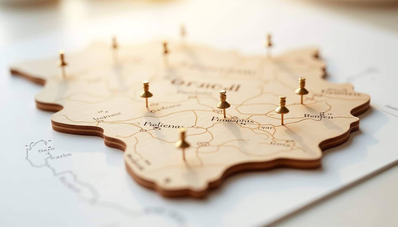Carte des bornes publiques dans la région de Poliénas, avec localisation des villes voisines équipées