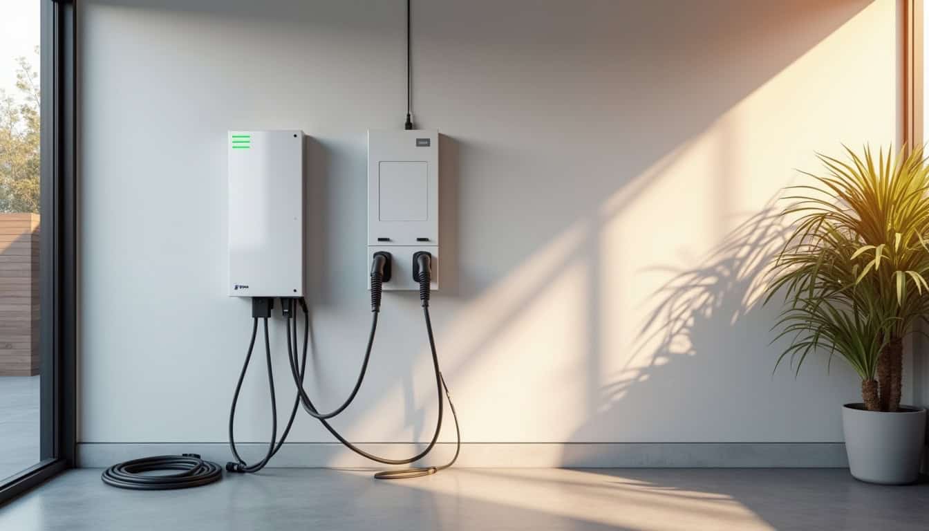Borne de recharge installée à Uzel respectant les normes NF C 15-100 avec circuit dédié et protection différentielle
