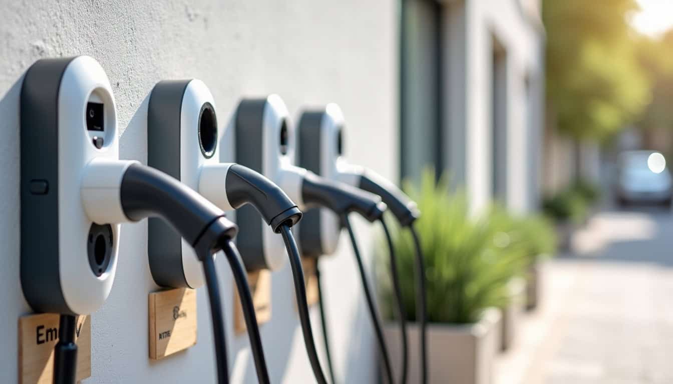 Comparaison visuelle des différents types de bornes et prises de recharge électriques pour voiture