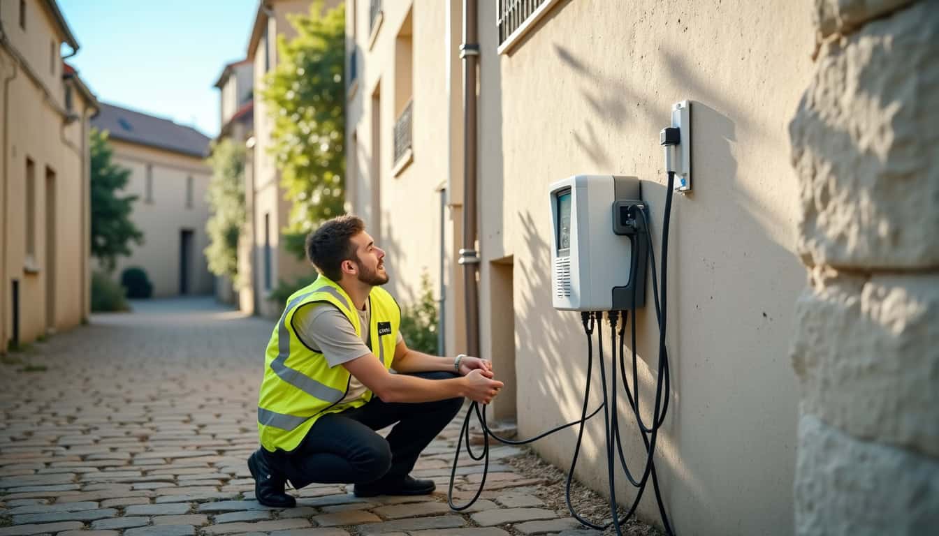Intervention d’un électricien certifié IRVE lors de l’installation d’une borne de recharge à Mirepoix