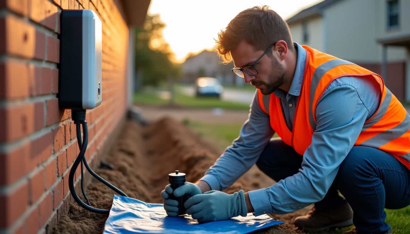 Intervention d’un électricien IRVE sur un chantier d’installation de borne électrique