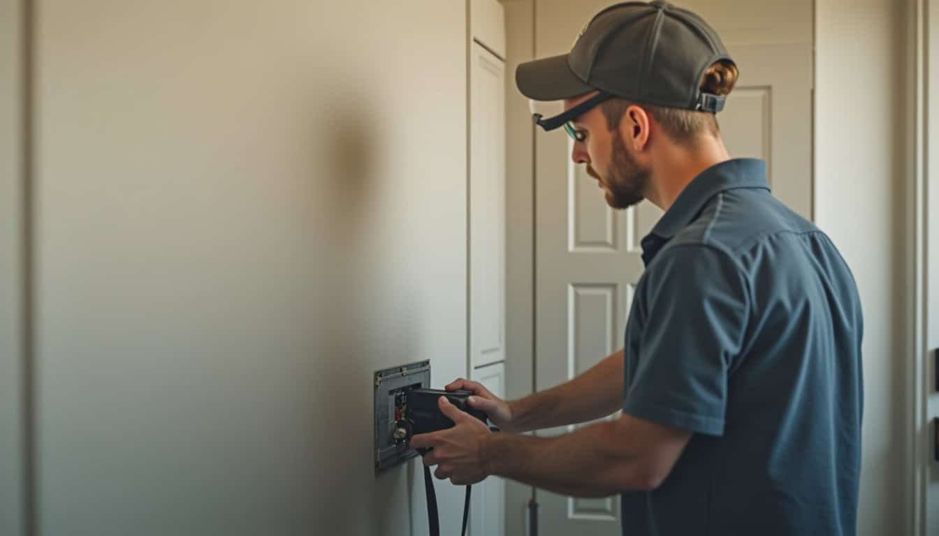 Intervention d’un installateur certifié IRVE sur le tableau électrique pour l’installation d’une borne de recharge à Saint-Maurice-Montcouronne