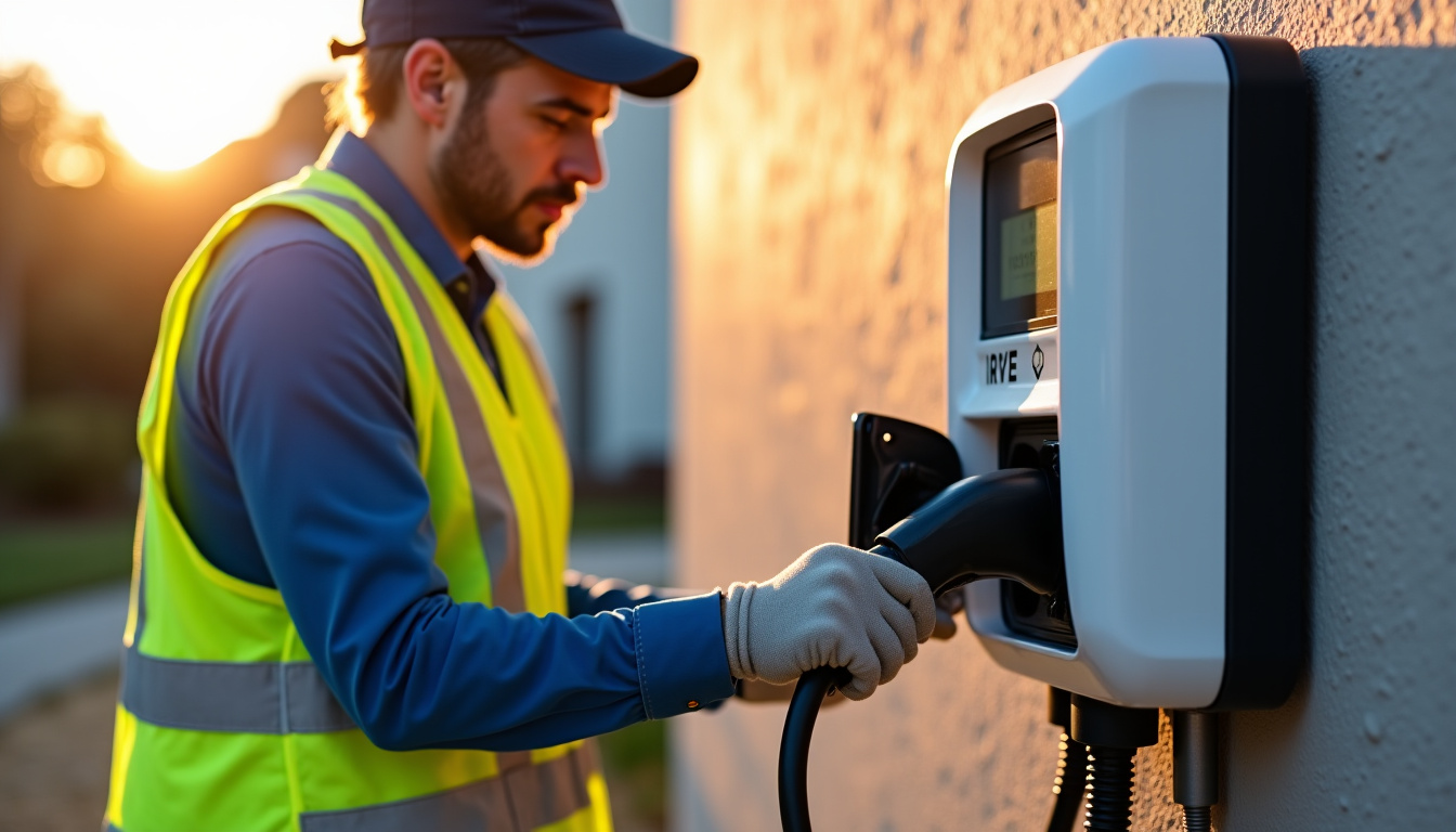Intervention d’un technicien certifié IRVE lors de l’installation d’une borne de recharge électrique