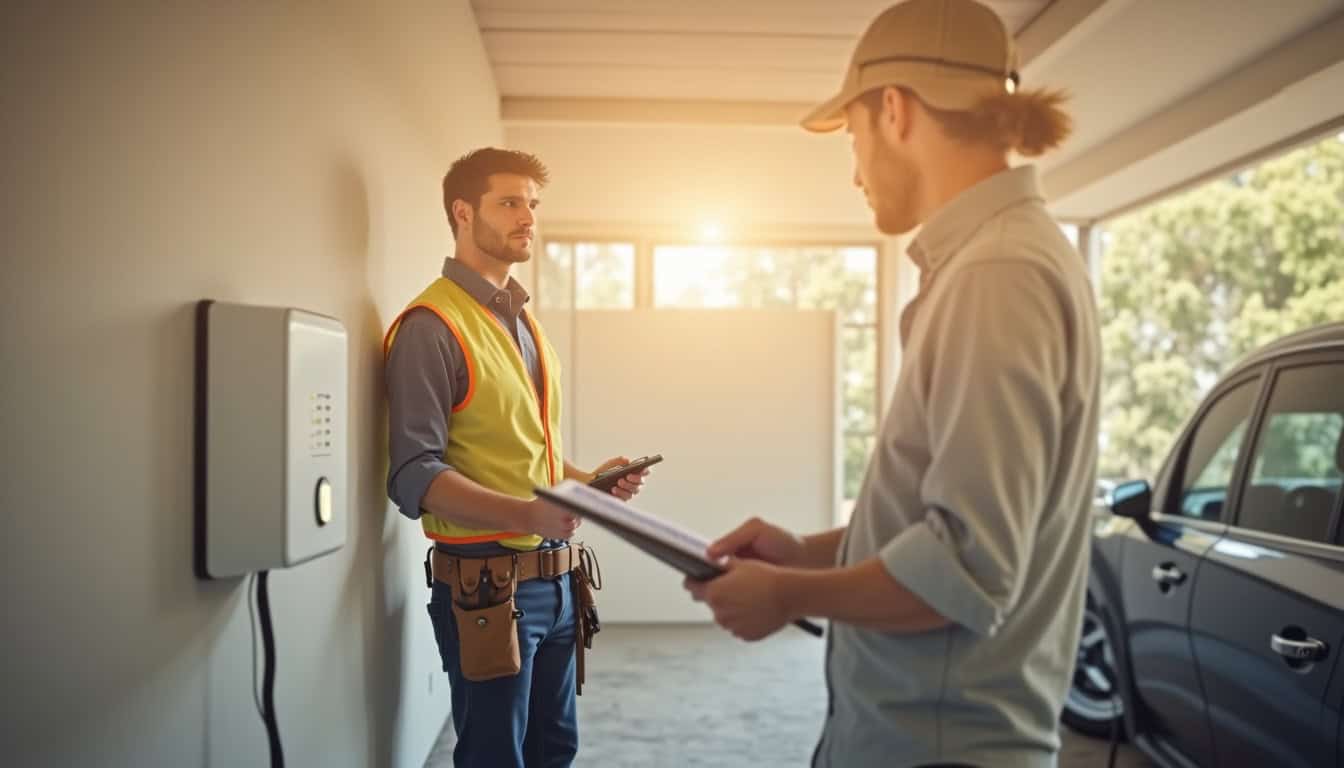 Intervention d’un technicien certifié IRVE lors de l’installation d’une borne électrique à domicile à Yerville