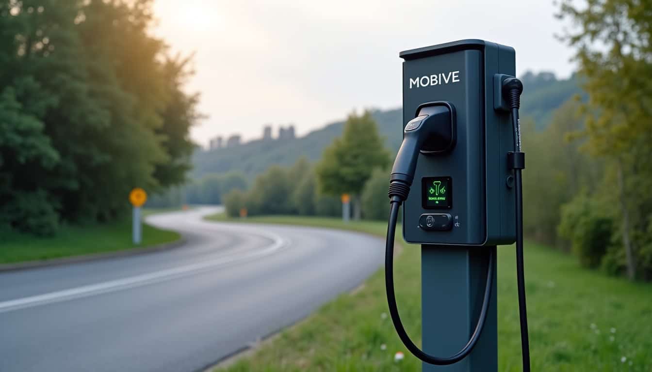 Localisation de la borne de recharge publique MOBIVE située Route du Moutier à Ahun