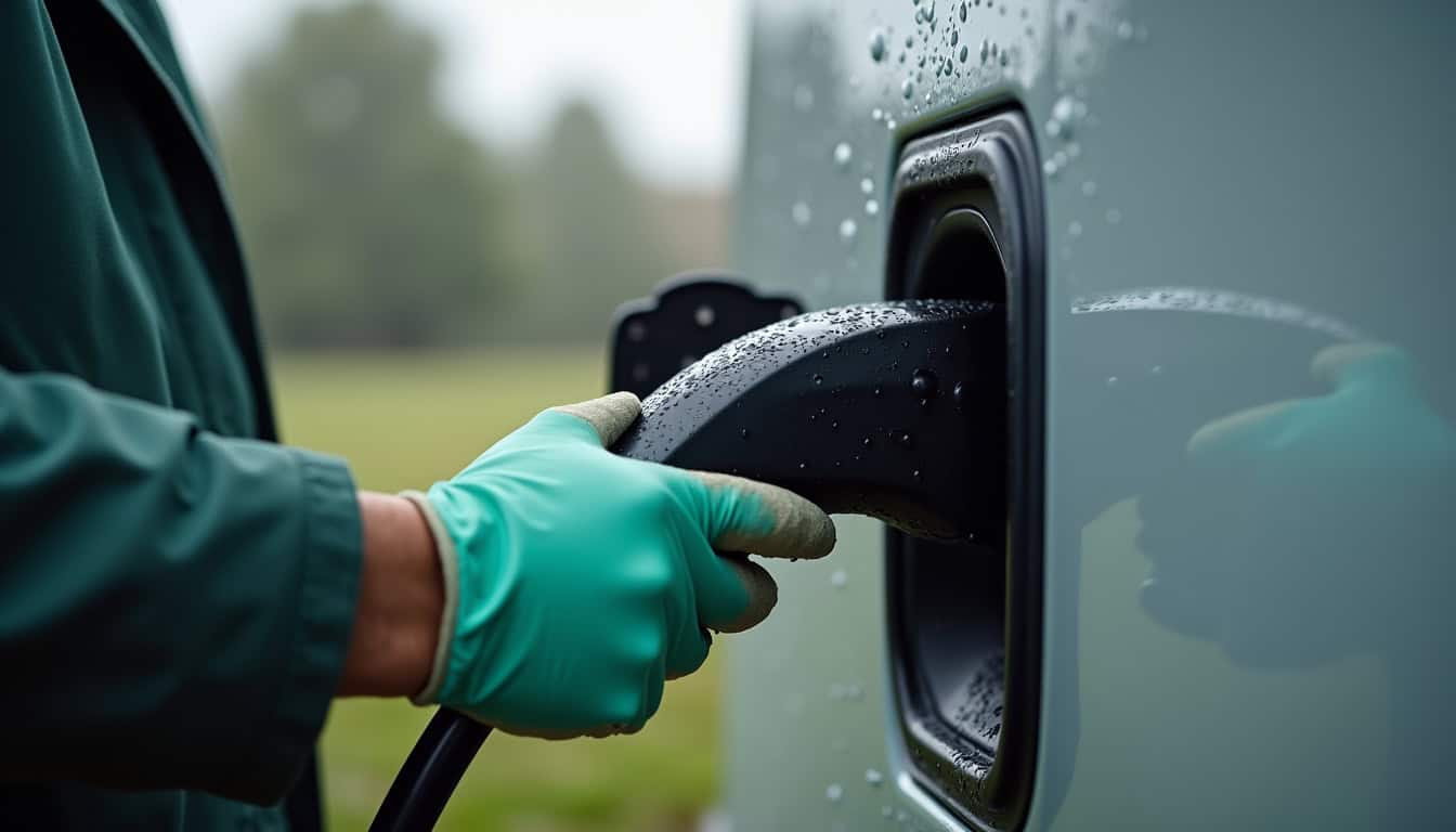 Nettoyage et inspection d’une borne électrique en extérieur à Héry