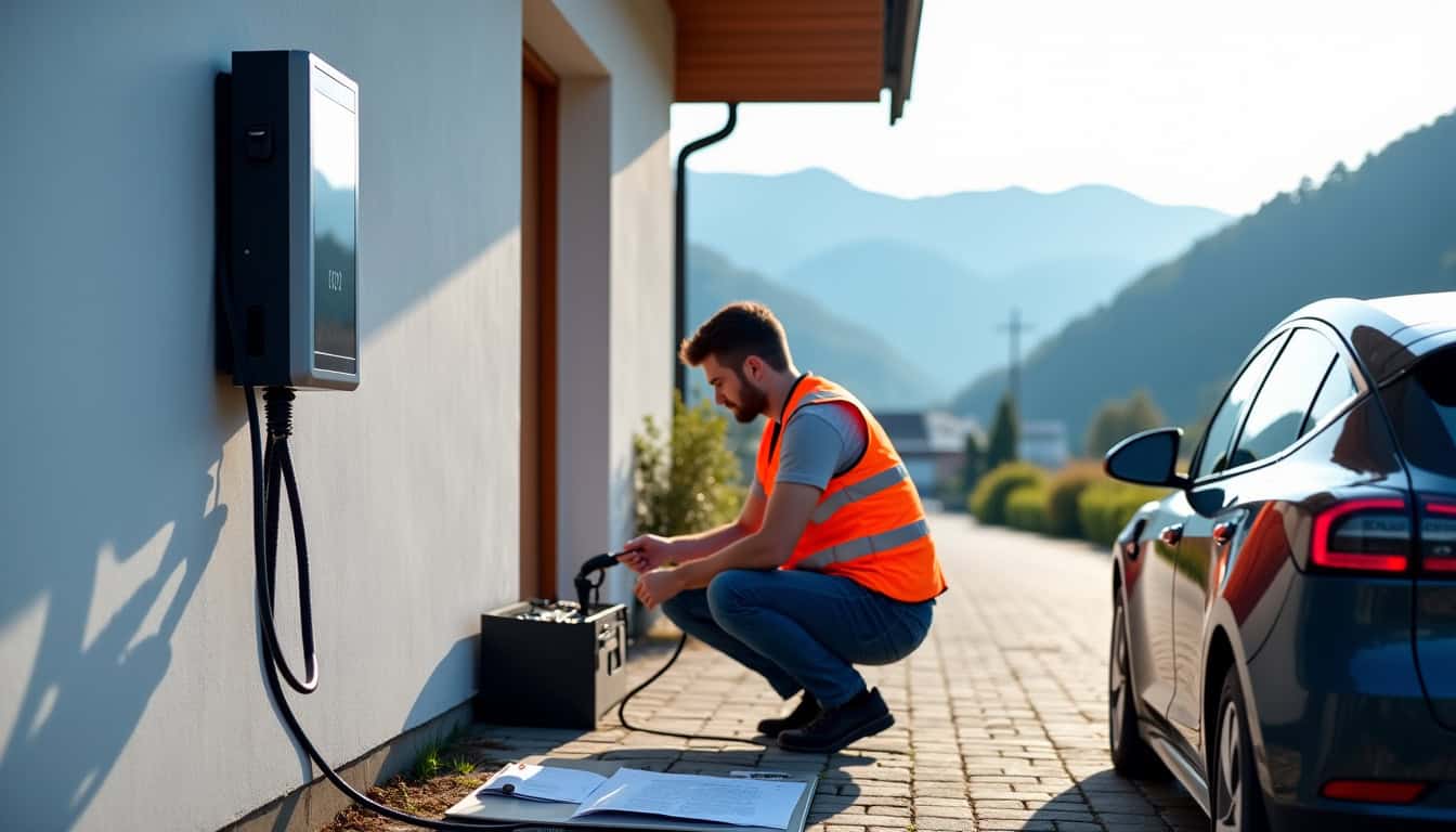 Préparation de l’installation d’une borne de recharge à Livet-et-Gavet par un technicien certifié IRVE