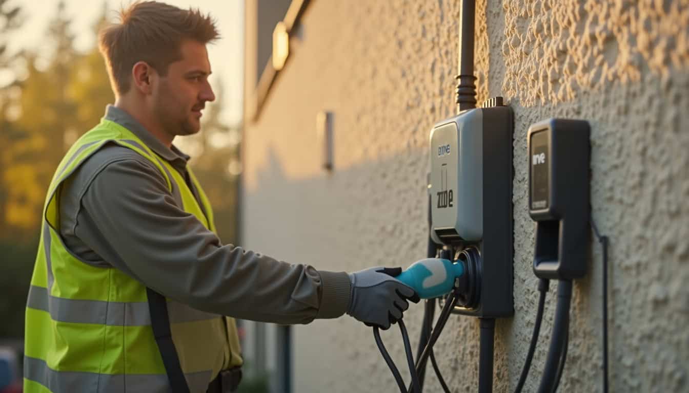 Professionnel certifié IRVE en train de travailler sur une installation électrique à La Penne-sur-Huveaune