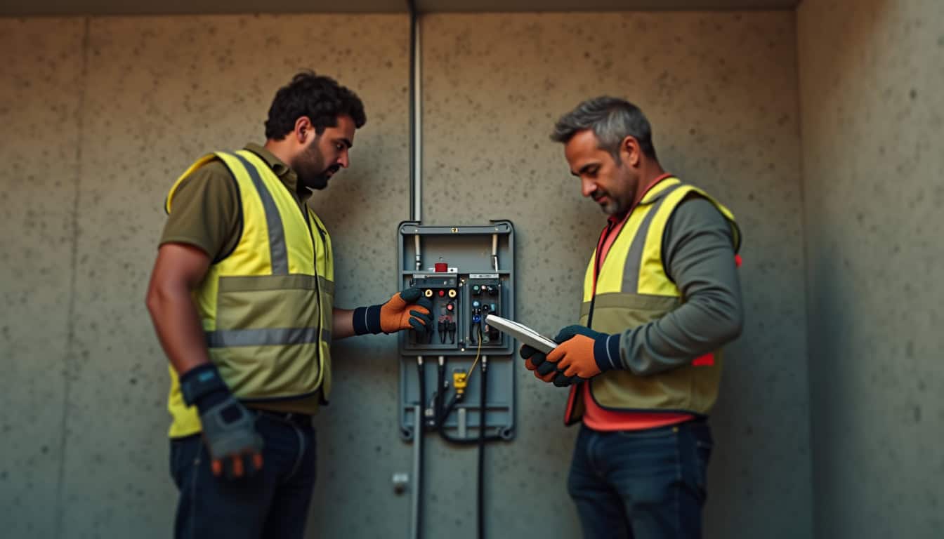 Professionnels qualifiés IRVE à Montigny-le-Bretonneux intervenant sur une installation électrique