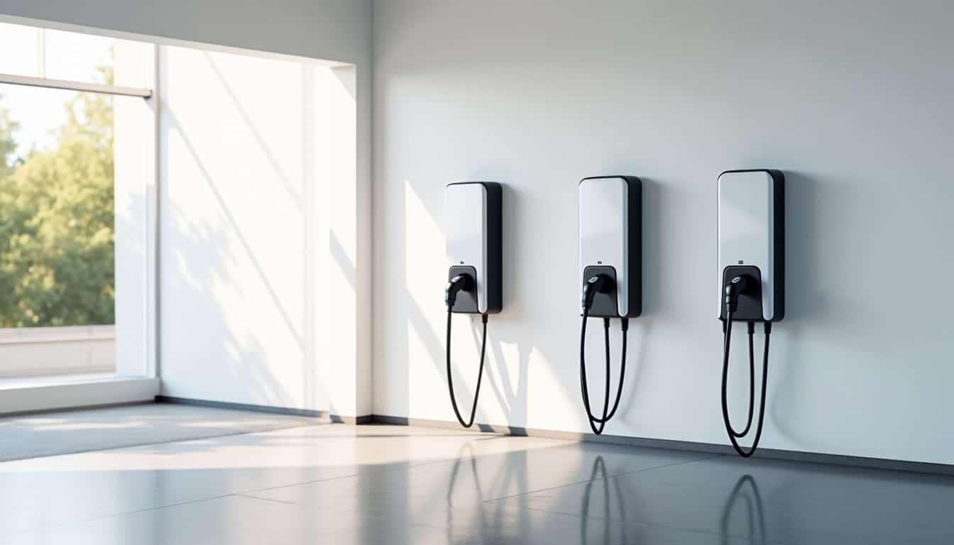 Sélection de différentes bornes de recharge murales pour véhicules électriques