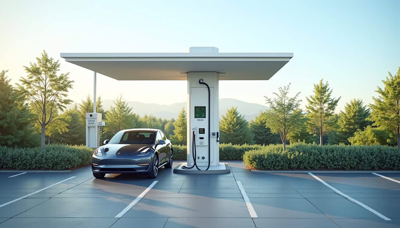 Station de recharge électrique située au parking de la gare d