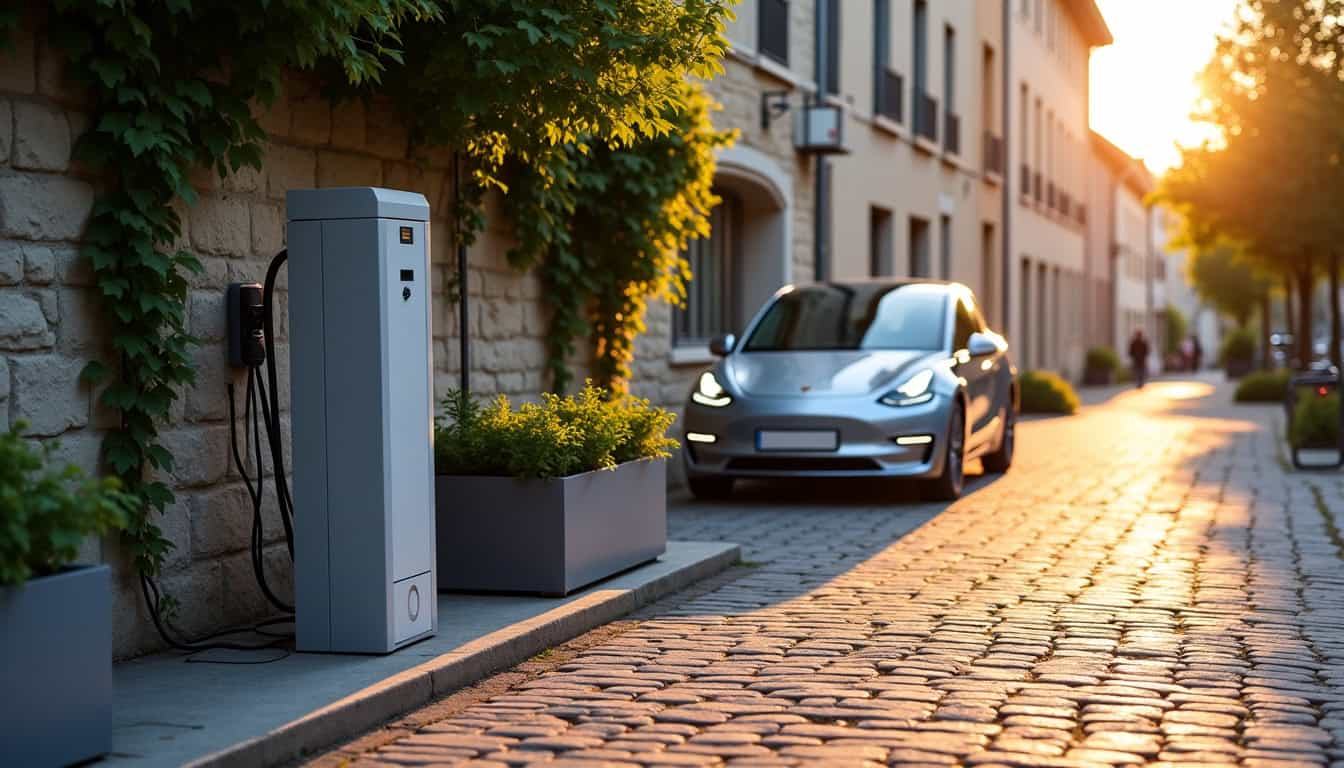 Station de recharge publique à Cuiseaux avec véhicule électrique en charge