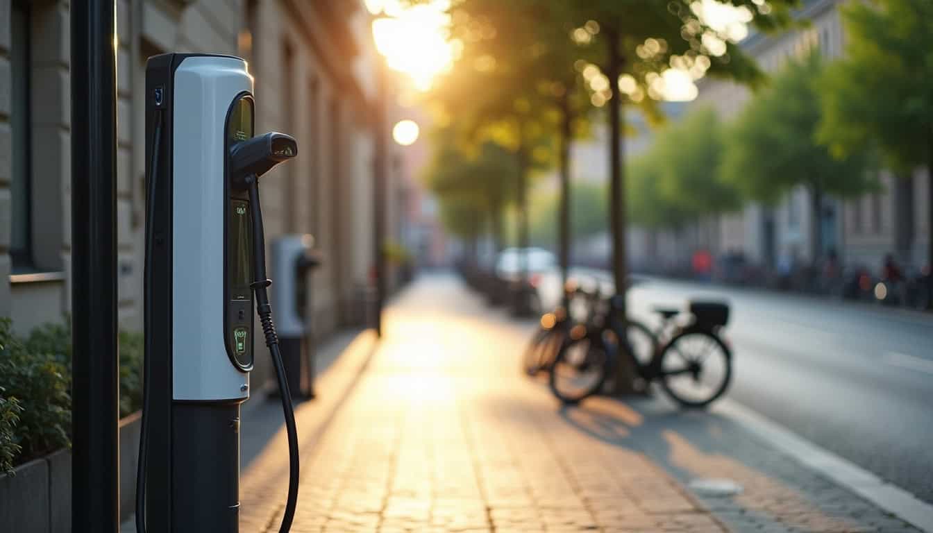Station de recharge publique à l’angle d’une rue à Salomé