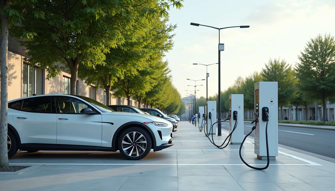 Station de recharge publique à Osny avec véhicules électriques en cours de charge