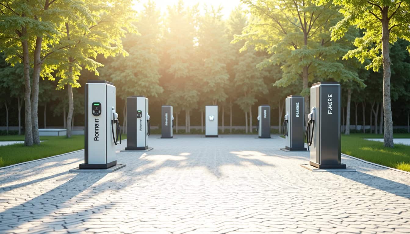 Station de recharge publique installée sur la place de la mairie à Smarves
