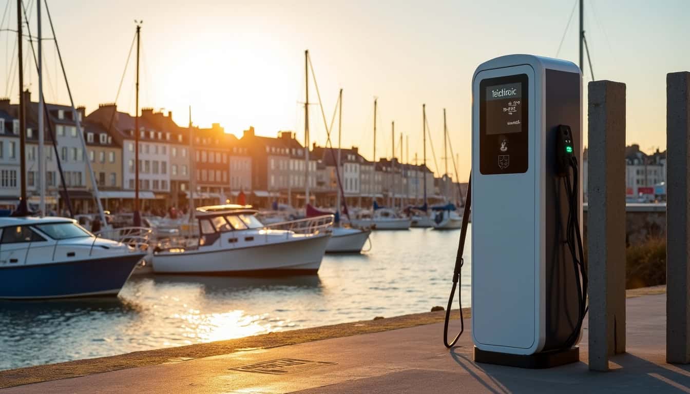 Station de recharge publique située sur le port de Port-Tudy à Groix