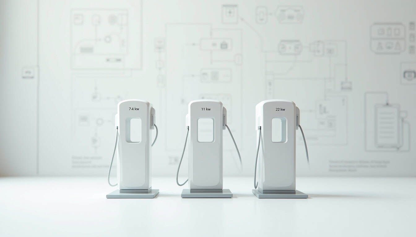 Tableau comparatif des types de bornes de recharge: 7,4 kW, 11 kW, 22 kW avec leurs caractéristiques