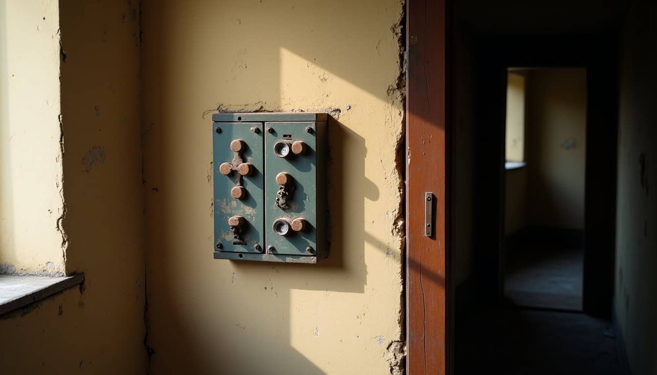 Tableau électrique ancien dans une maison picarde typique