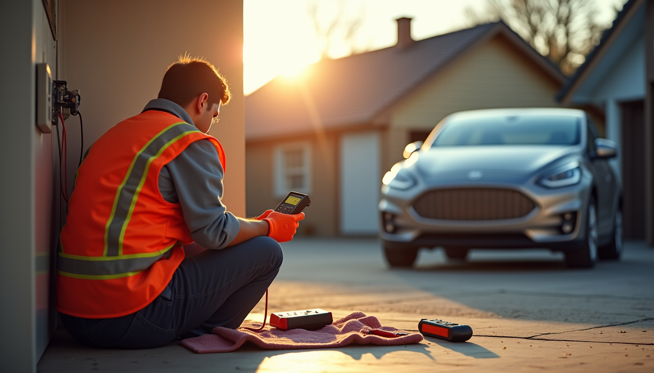 Technicien effectuant un diagnostic électrique avant l