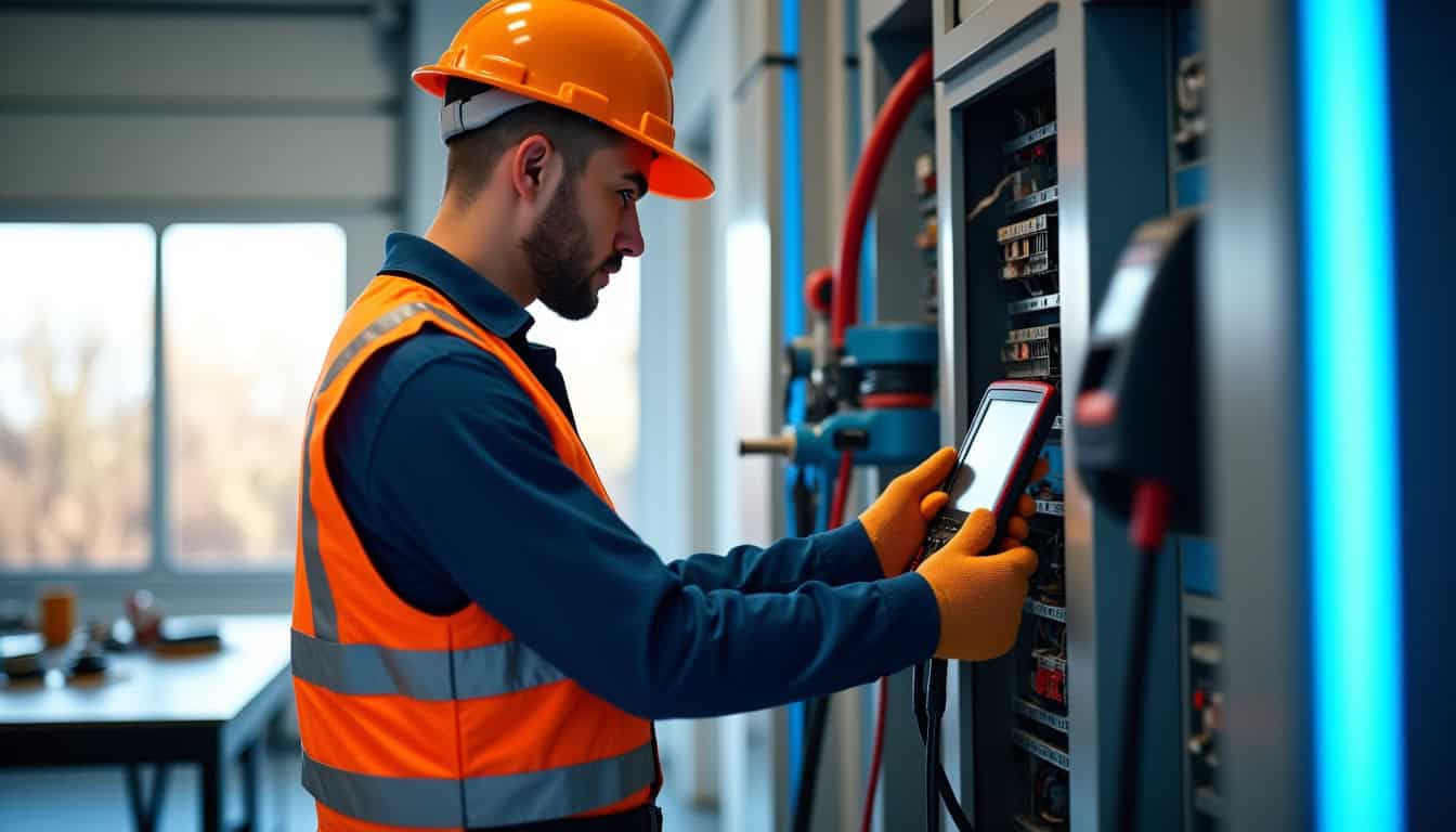Technicien effectuant un diagnostic électrique avant l