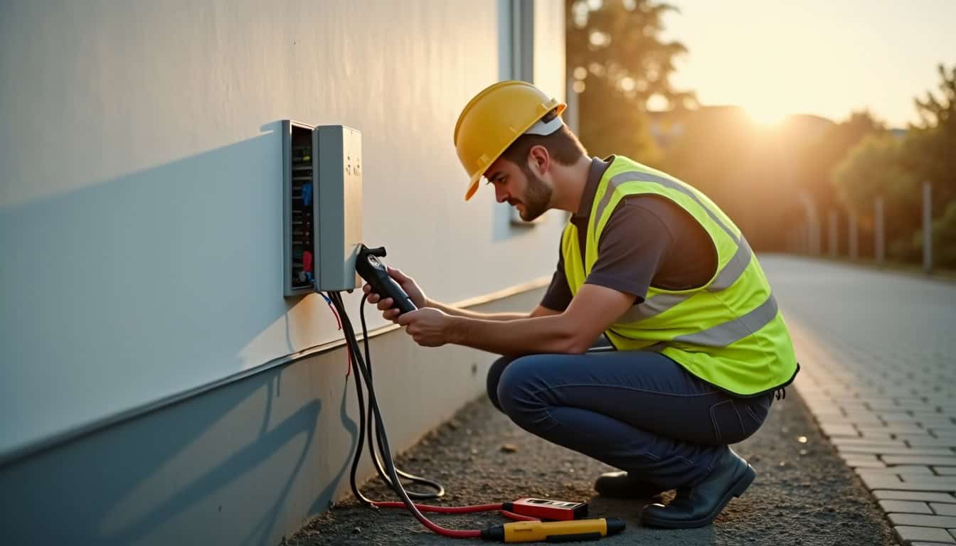 Technicien effectuant un diagnostic électrique avant l