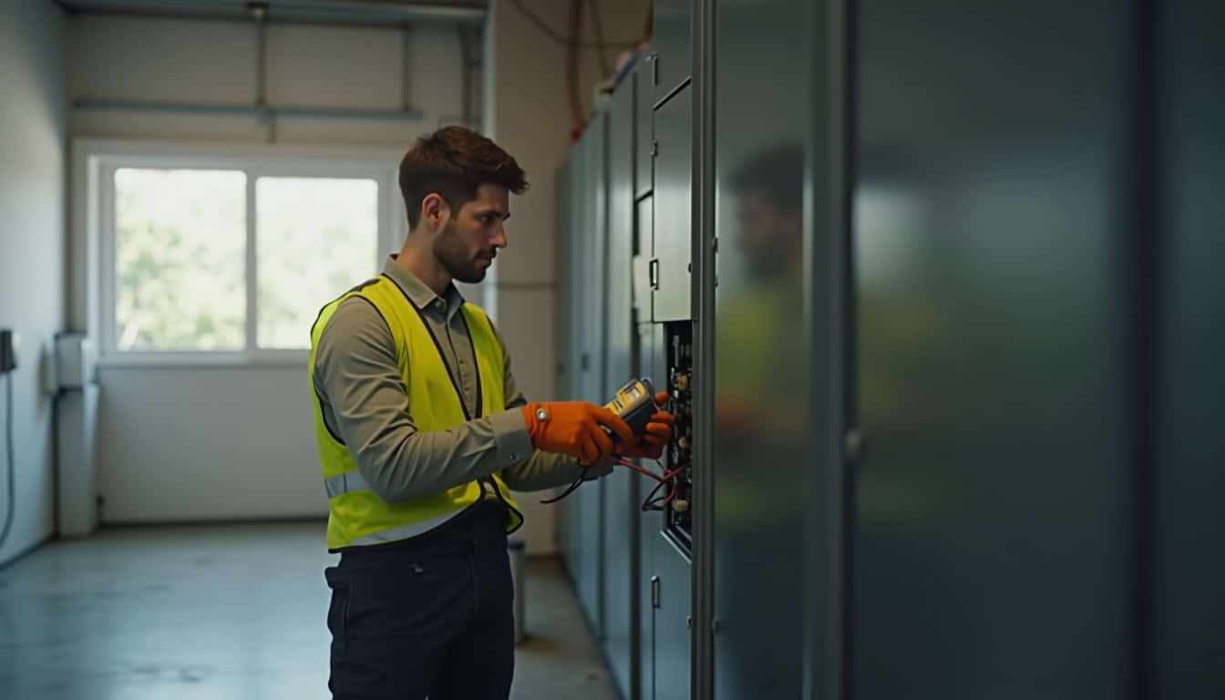 Technicien effectuant un diagnostic électrique avant l