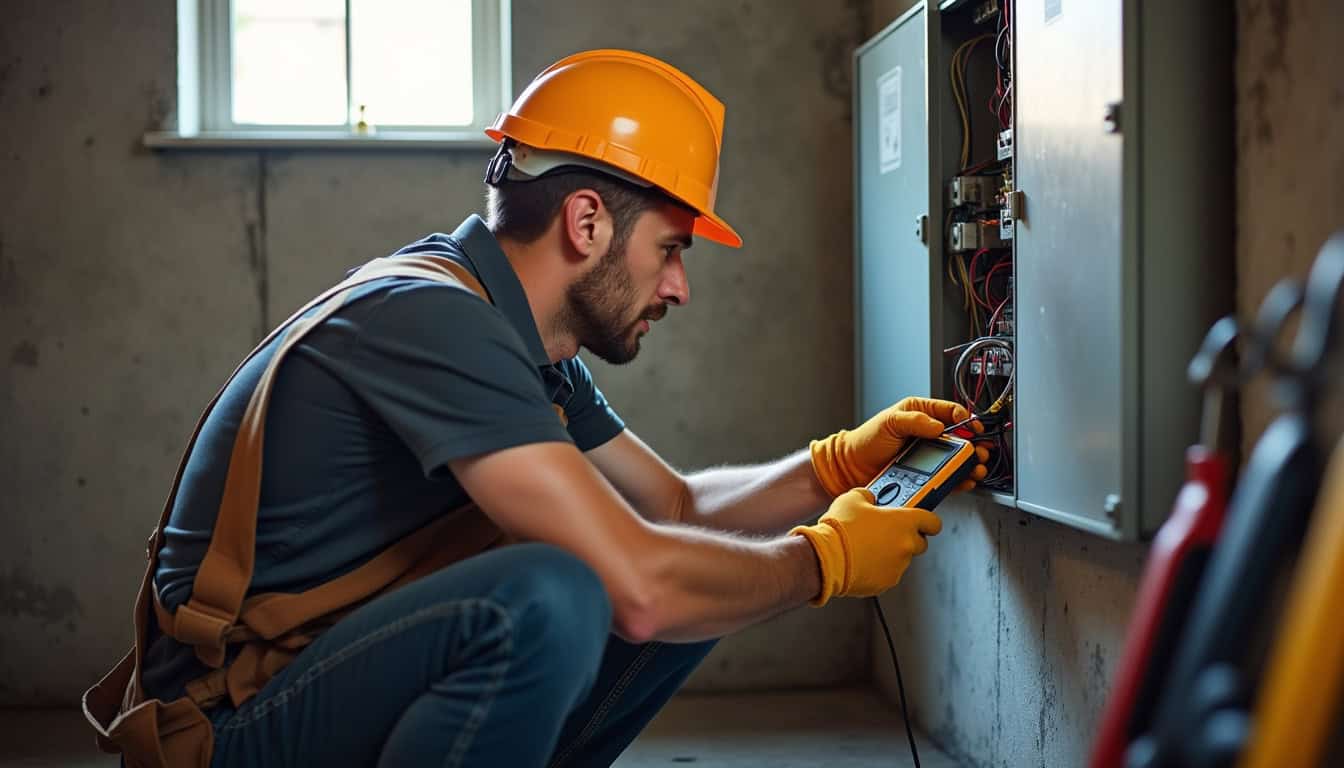Technicien effectuant un diagnostic électrique pour l