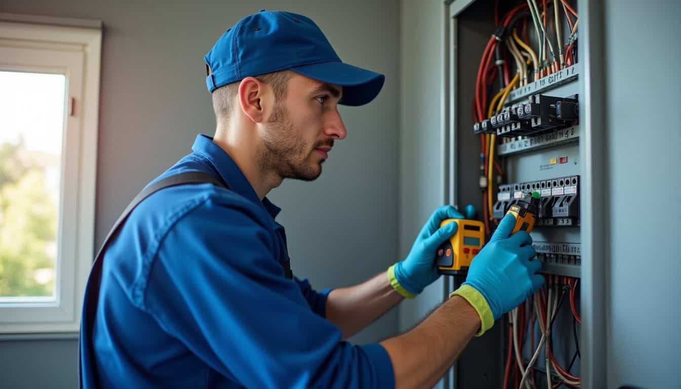Technicien en train d’analyser un tableau électrique pour installer une borne de recharge à Ars-sur-Moselle