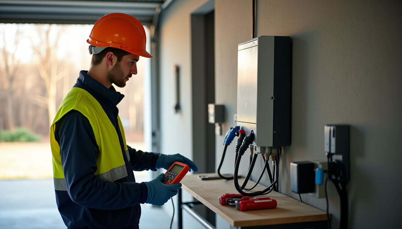 Technicien en train de diagnostiquer une installation électrique pour une borne de recharge en Sarthe