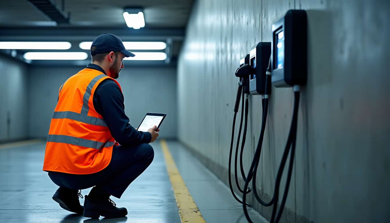 Technicien en train de faire la maintenance d
