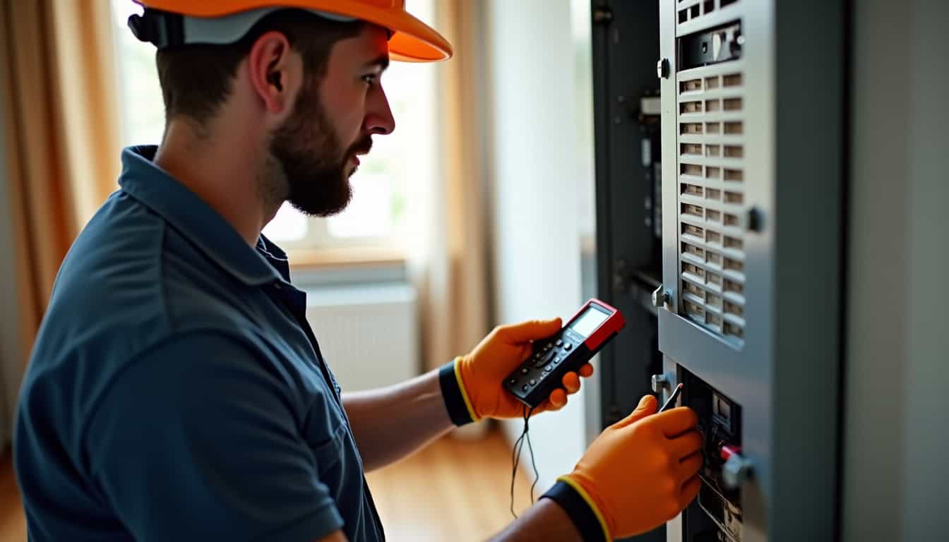Technicien en train de réaliser un diagnostic électrique à Villereversure