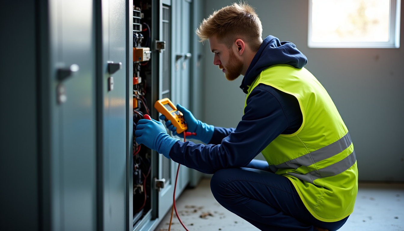 Technicien en train de réaliser un diagnostic électrique avant l