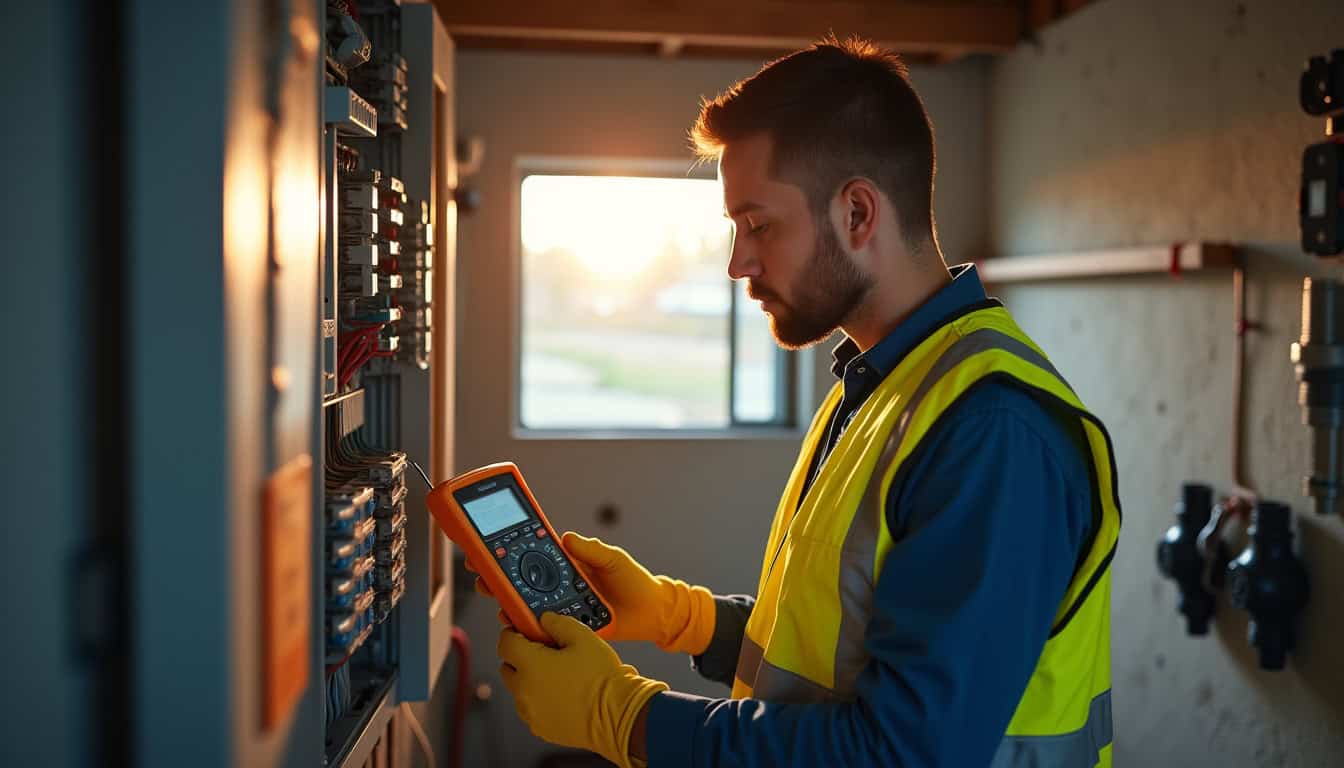 Technicien en train de réaliser un diagnostic électrique pour installation de borne à Lasalle