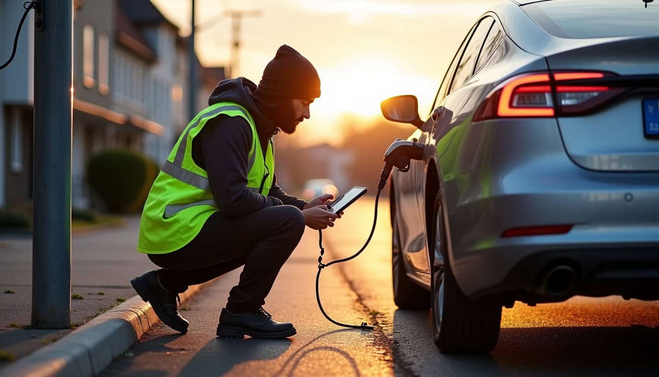 Technicien en train de tester la première charge d