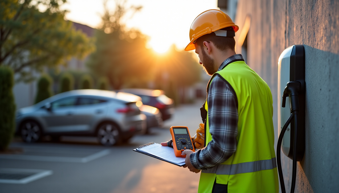 Technicien en train de vérifier la conformité d