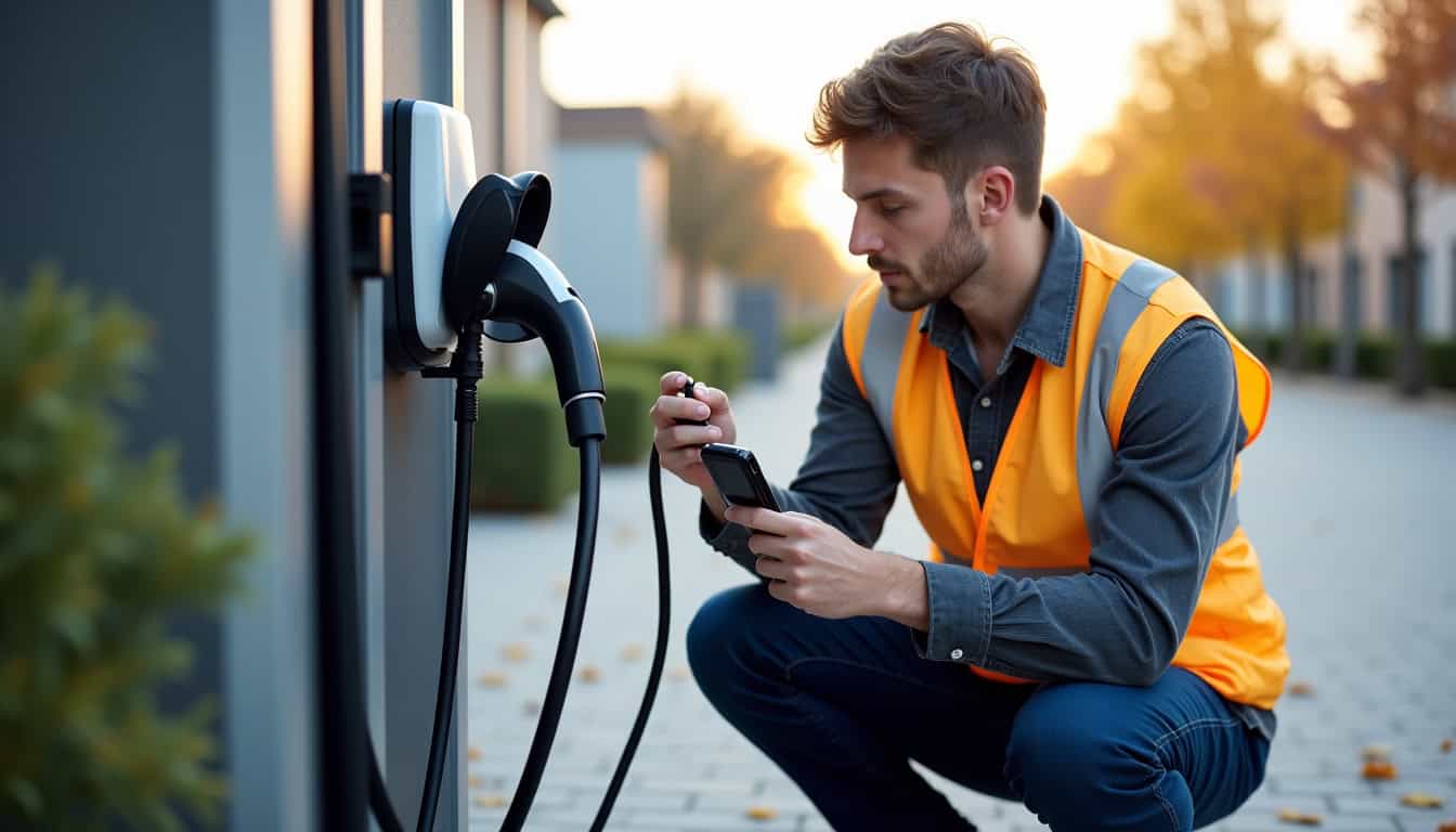 Technicien en train de vérifier le bon fonctionnement d