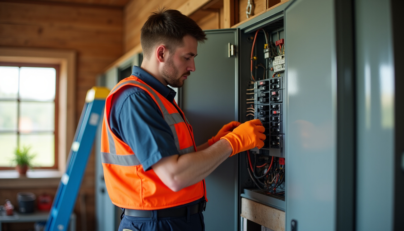 Technicien en train de vérifier un tableau électrique avant installation d