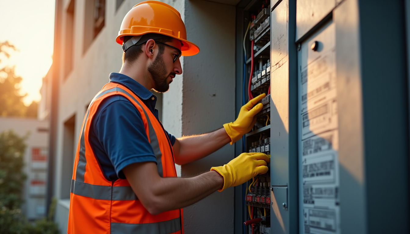 Technicien en train de vérifier un tableau électrique lors d