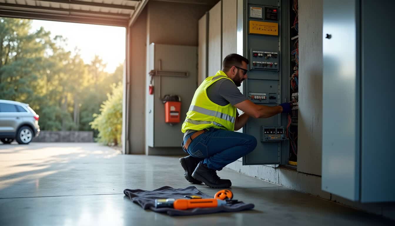 Technicien en train de vérifier un tableau électrique pour l