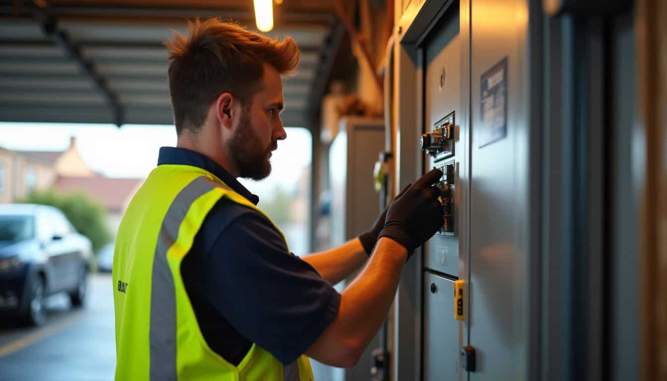 Technicien IRVE effectuant un diagnostic électrique avant installation d