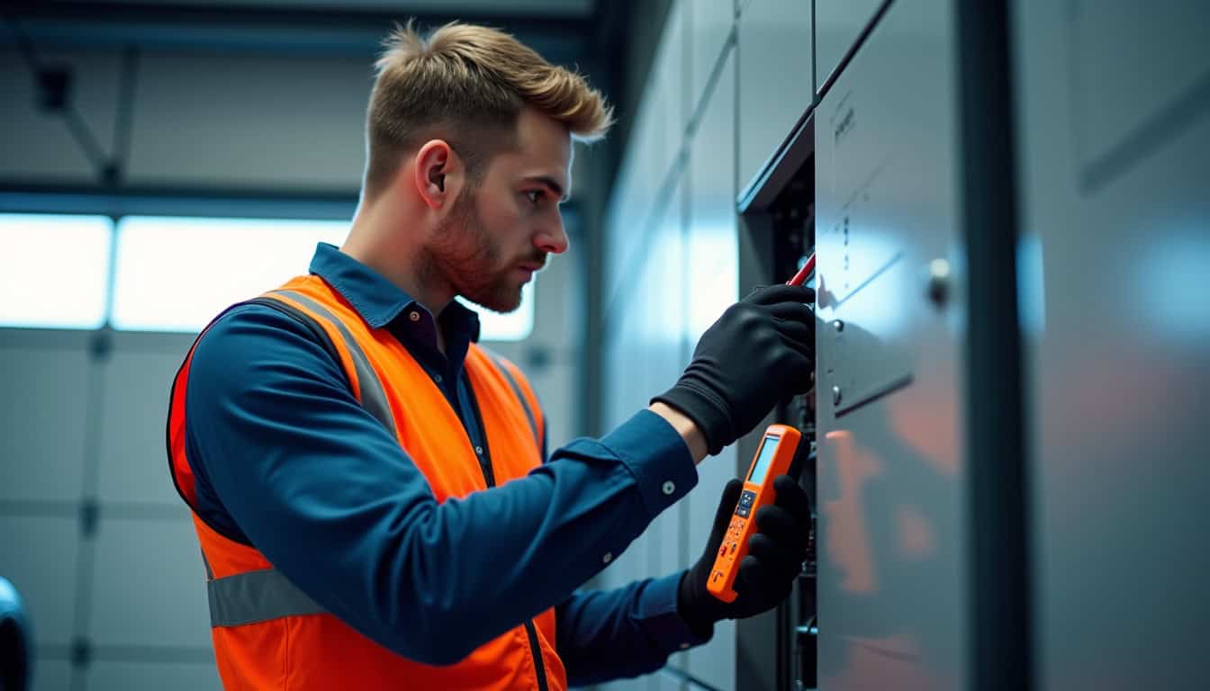 Technicien IRVE effectuant un diagnostic électrique pour l