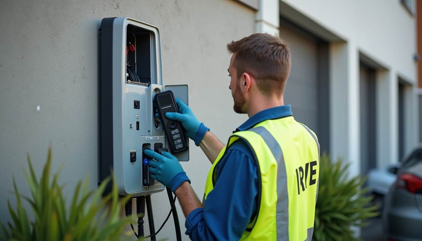 Technicien IRVE en train de vérifier le bon fonctionnement d