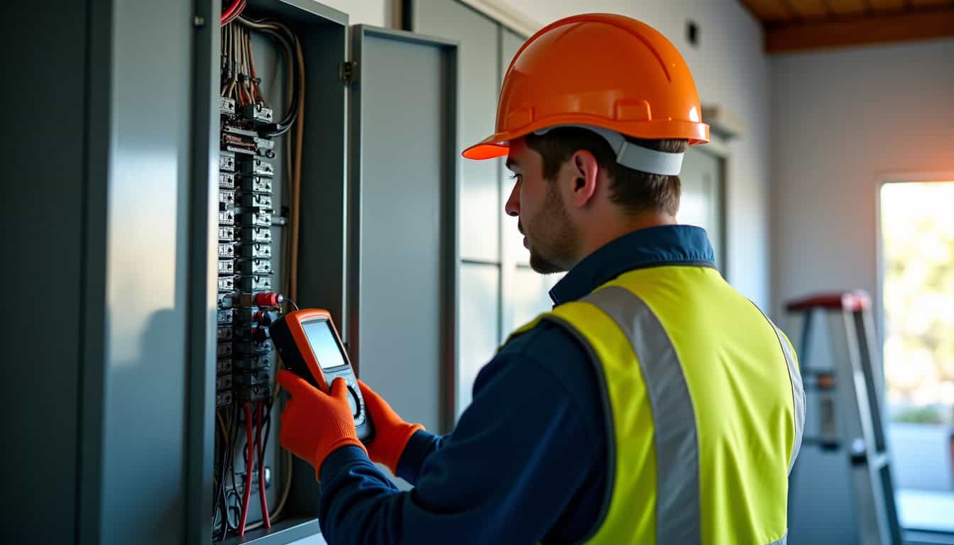 Technicien IRVE en train de vérifier le tableau électrique d